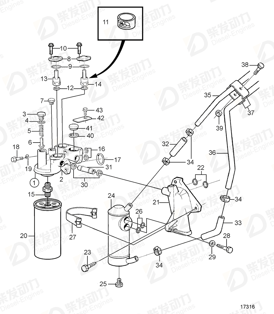 VOLVO Oil filter housing 420928 Drawing